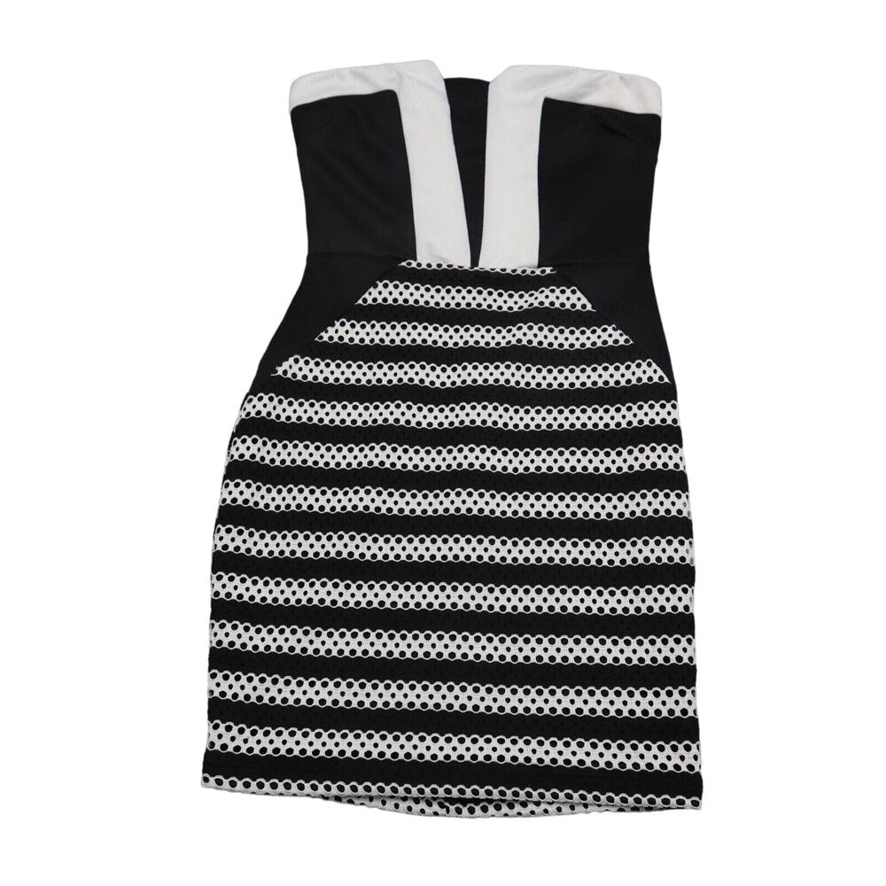 Entry Dress Womens S Black Pinstriped Strapless Straight Across Neckline